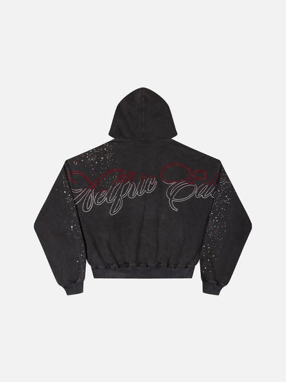 Aelfric Eden Boxy Rhinestone Zip Up Hoodie