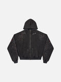Aelfric Eden Boxy Rhinestone Zip Up Hoodie