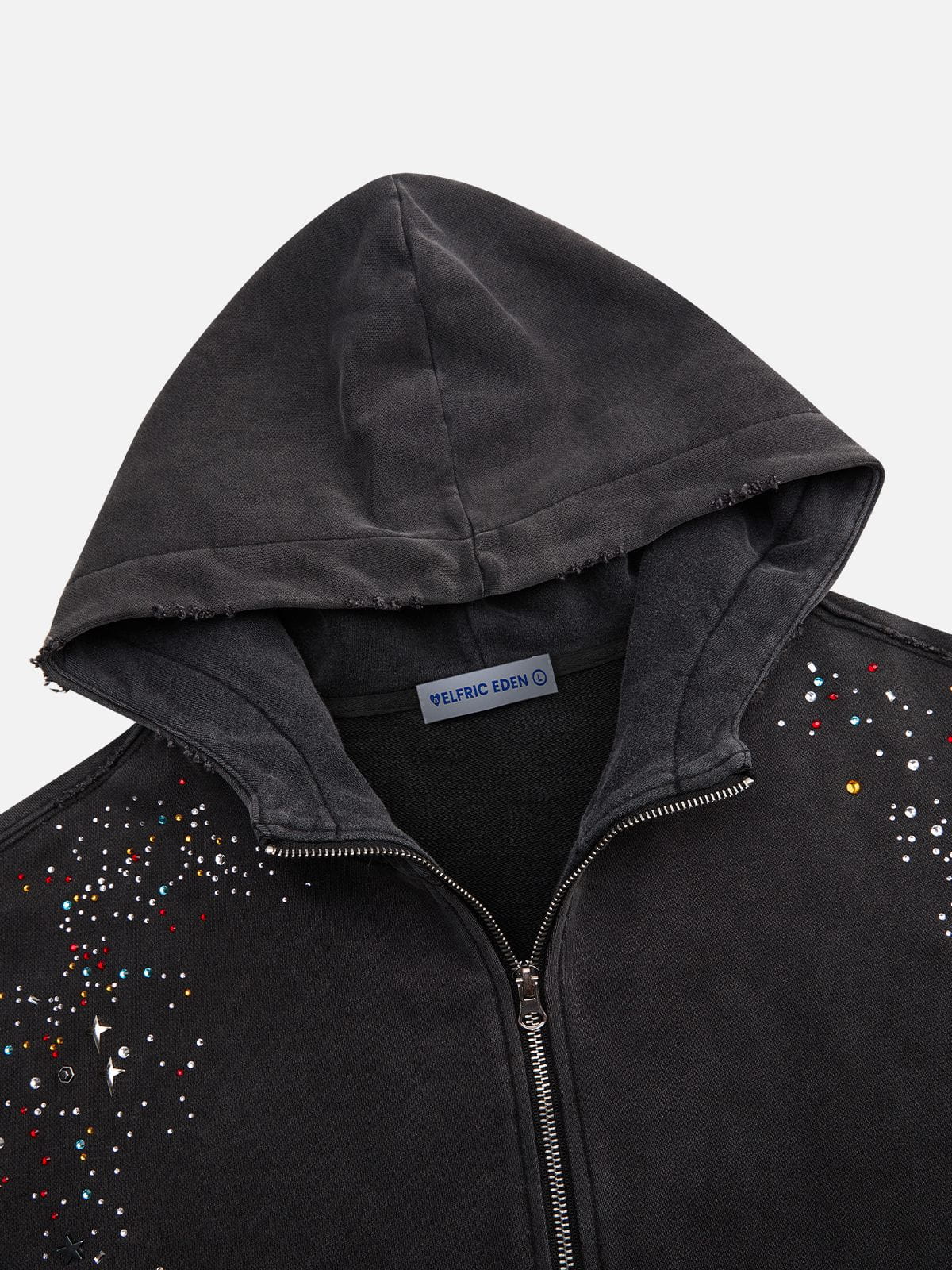 Aelfric Eden Boxy Rhinestone Zip Up Hoodie