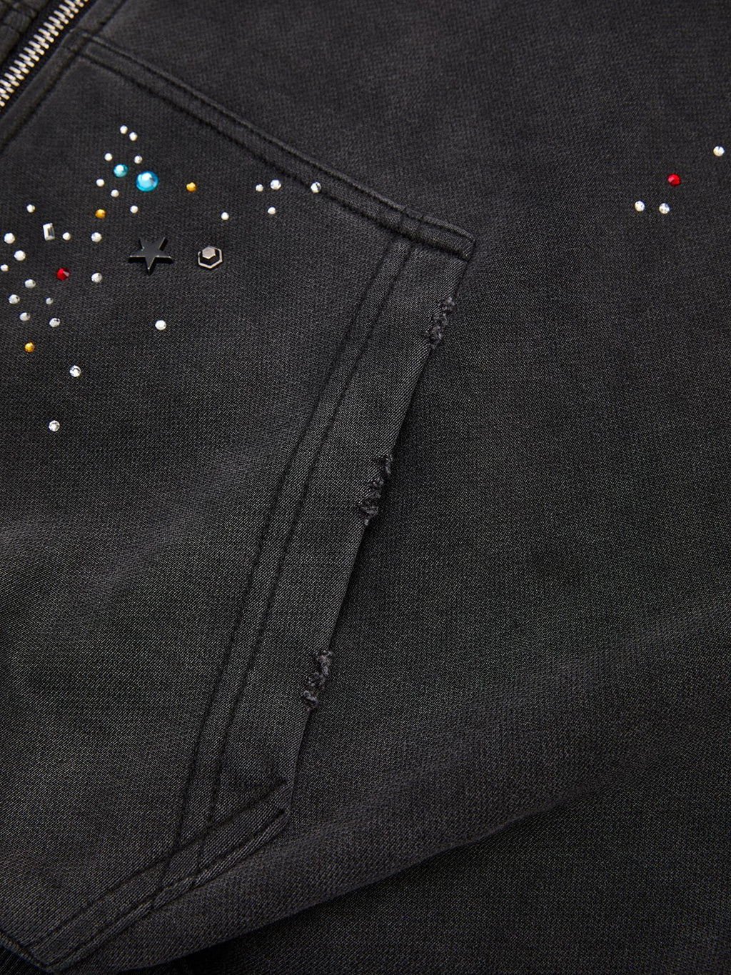 Aelfric Eden Boxy Rhinestone Zip Up Hoodie