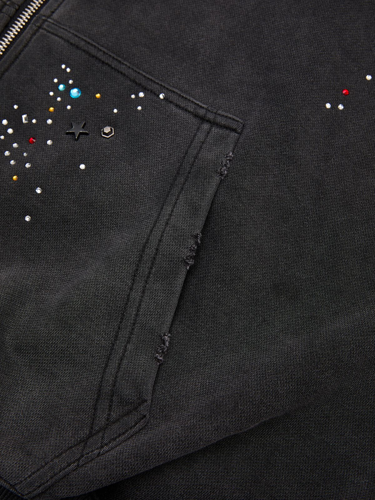 Aelfric Eden Boxy Rhinestone Zip Up Hoodie