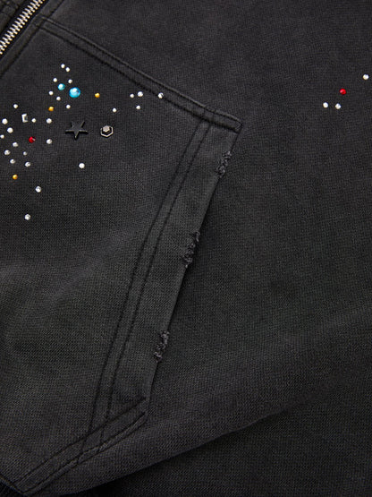 Aelfric Eden Boxy Rhinestone Zip Up Hoodie