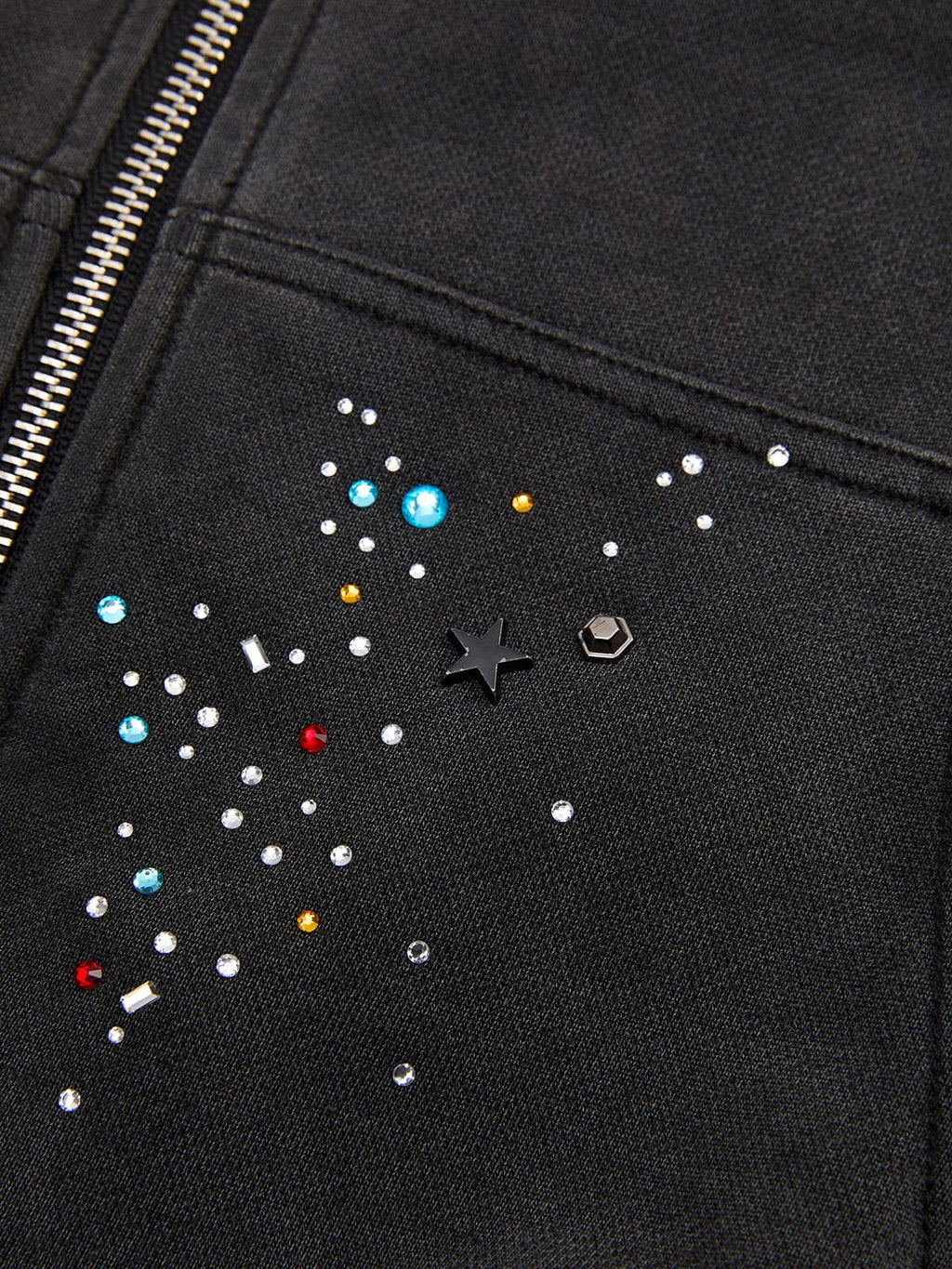 Aelfric Eden Boxy Rhinestone Zip Up Hoodie