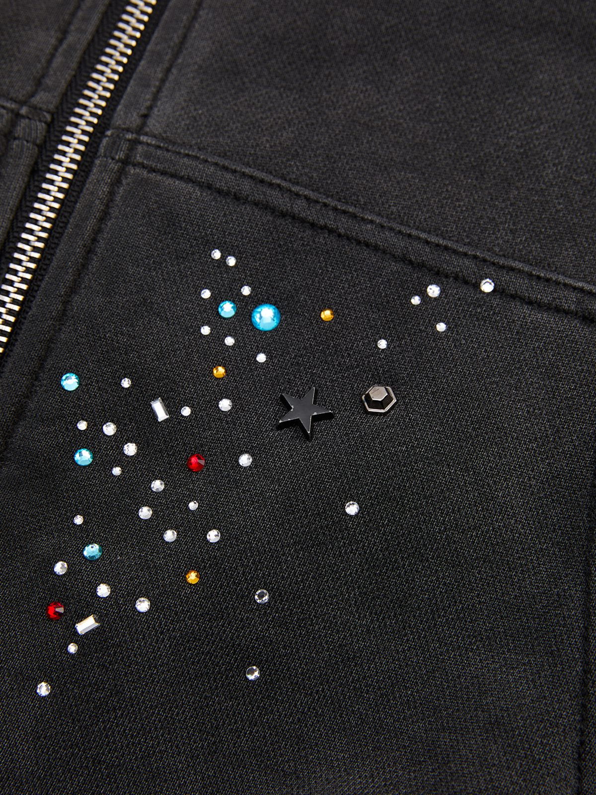 Aelfric Eden Boxy Rhinestone Zip Up Hoodie