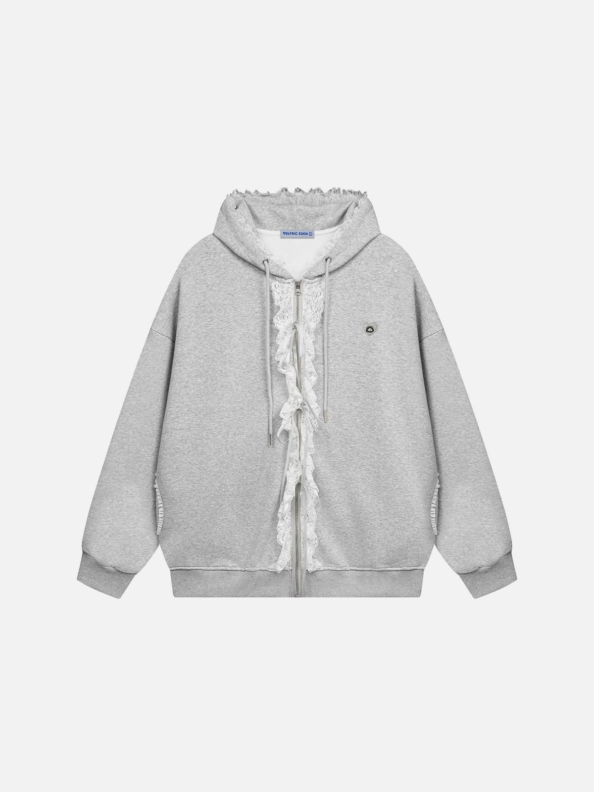 Aelfric Eden Lace Trim Zip Up Hoodie