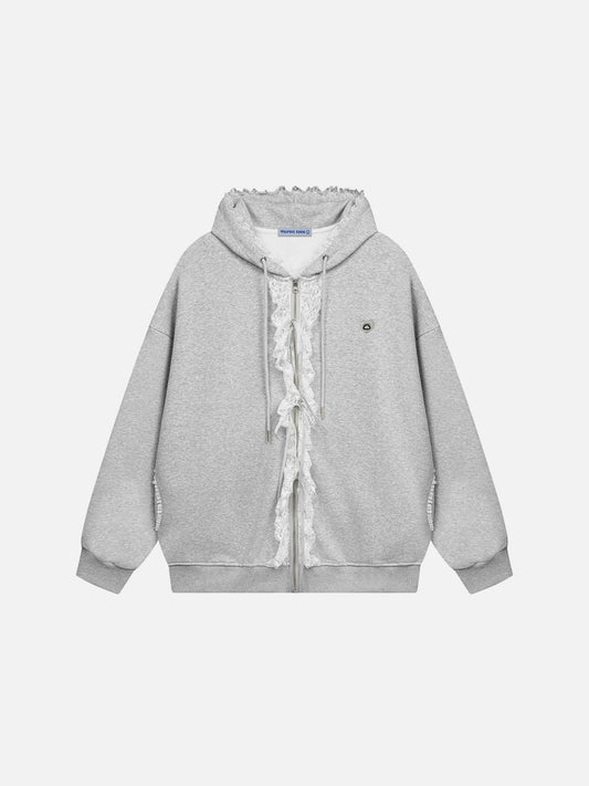 Aelfric Eden Lace Trim Zip Up Hoodie