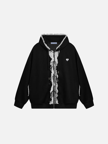 Aelfric Eden Lace Trim Zip Up Hoodie