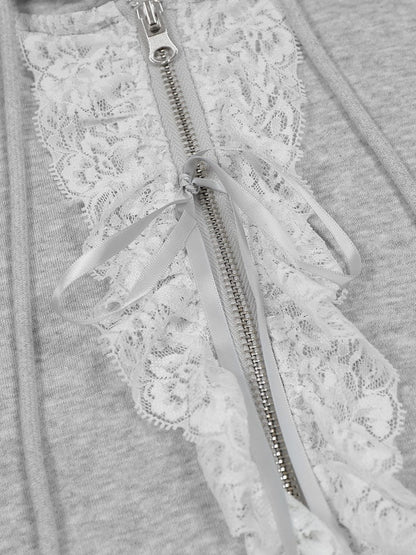 Aelfric Eden Lace Trim Zip Up Hoodie