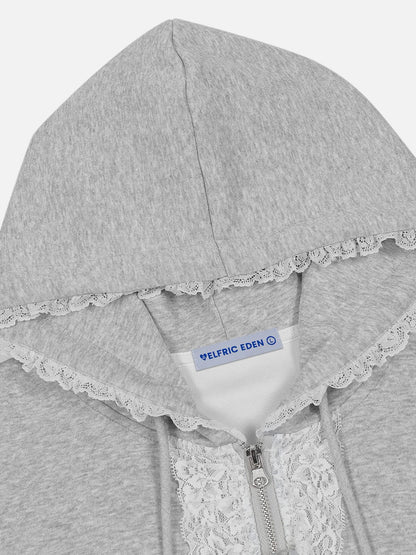 Aelfric Eden Lace Trim Zip Up Hoodie