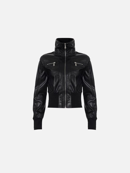 Aelfric Eden Stand Collar Faux Leather Jacket