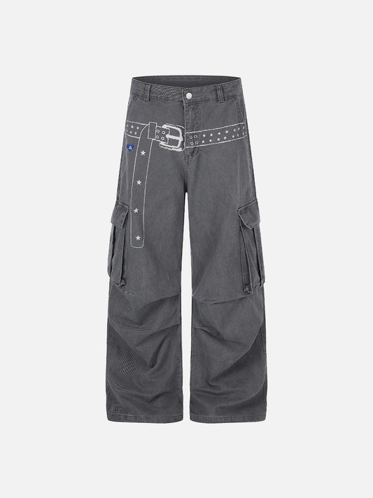 Aelfric Eden Belt Print Baggy Barrel Pants