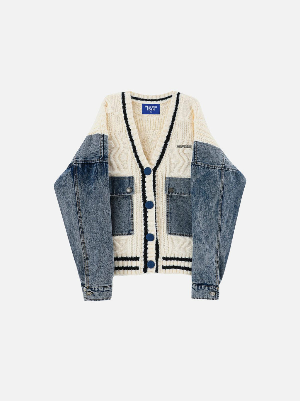 Aelfric Eden Cable Knit Denim Cardigan