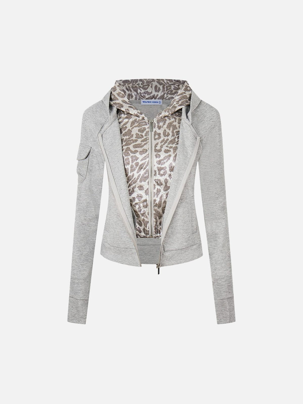 Aelfric Eden Leopard Panel Zip Up Hoodie