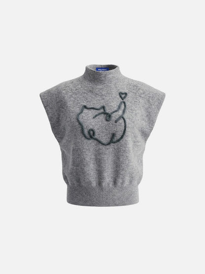 Aelfric Eden Cat Embroidered Sweater Vest
