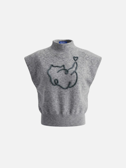 Aelfric Eden Cat Embroidered Sweater Vest