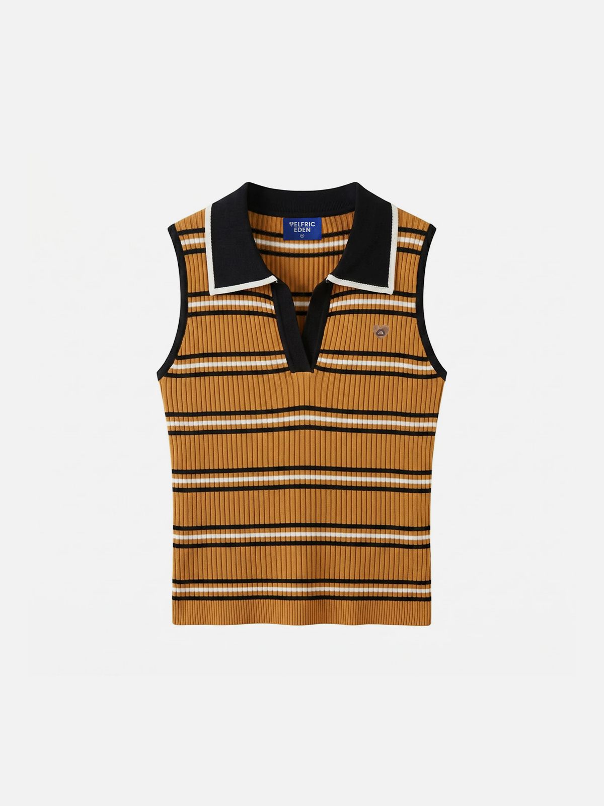 Aelfric Eden Striped Polo Collar Sweater Vest