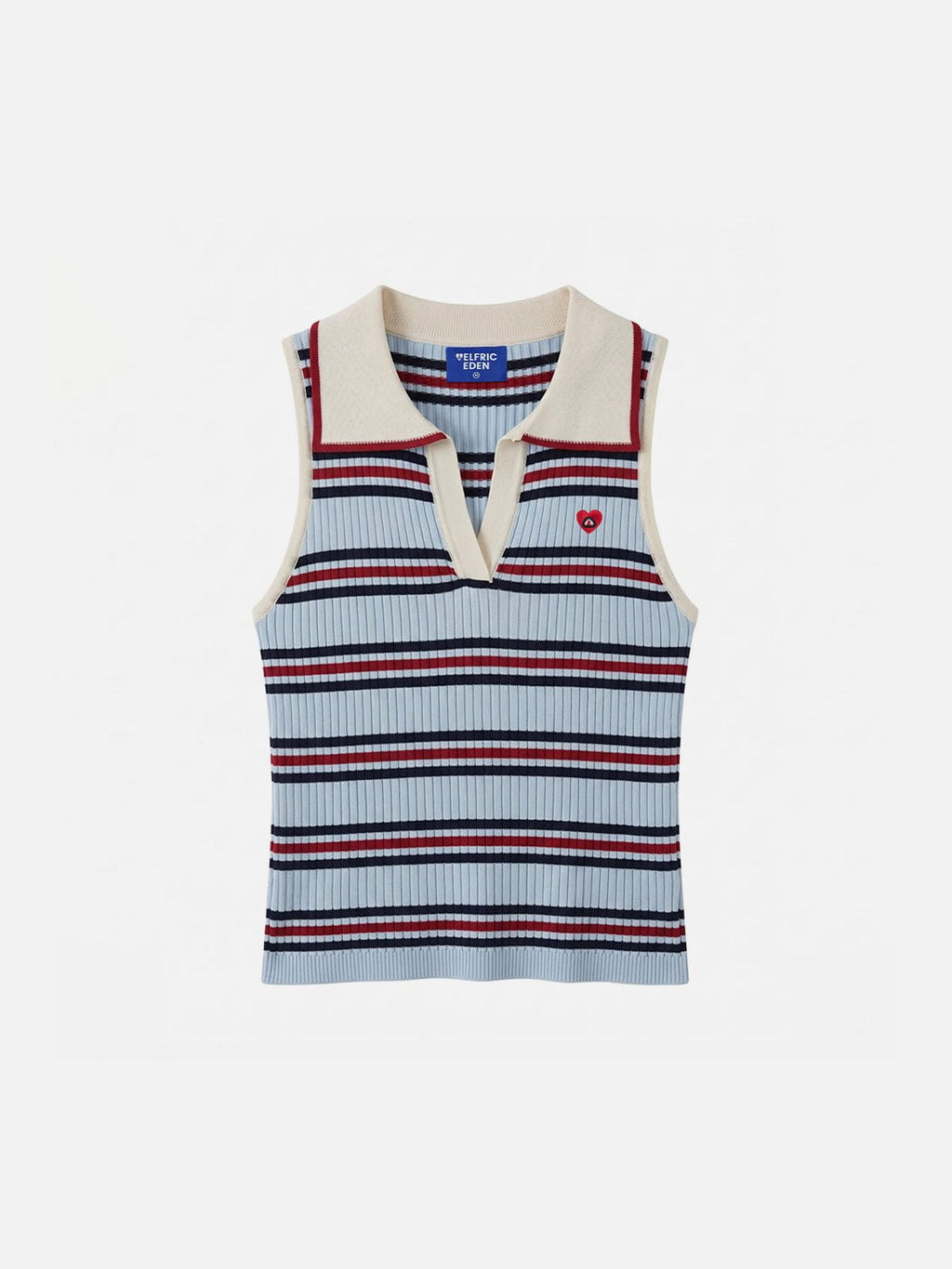 Aelfric Eden Striped Polo Collar Sweater Vest