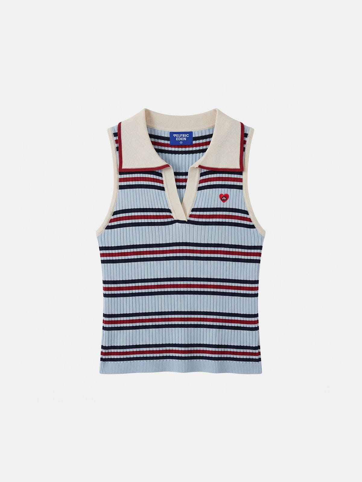 Aelfric Eden Striped Polo Collar Sweater Vest