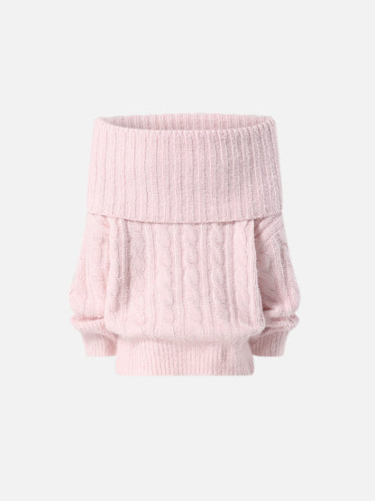 Aelfric Eden Cable Knit Off-The-Shoulder Sweater