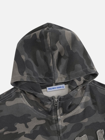 Aelfric Eden Boxy CAMO Zip Up Hoodie