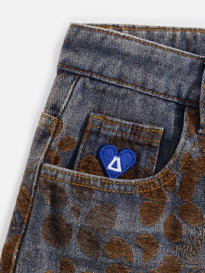 Aelfric Eden Flocked Floral Baggy Barrel Jeans