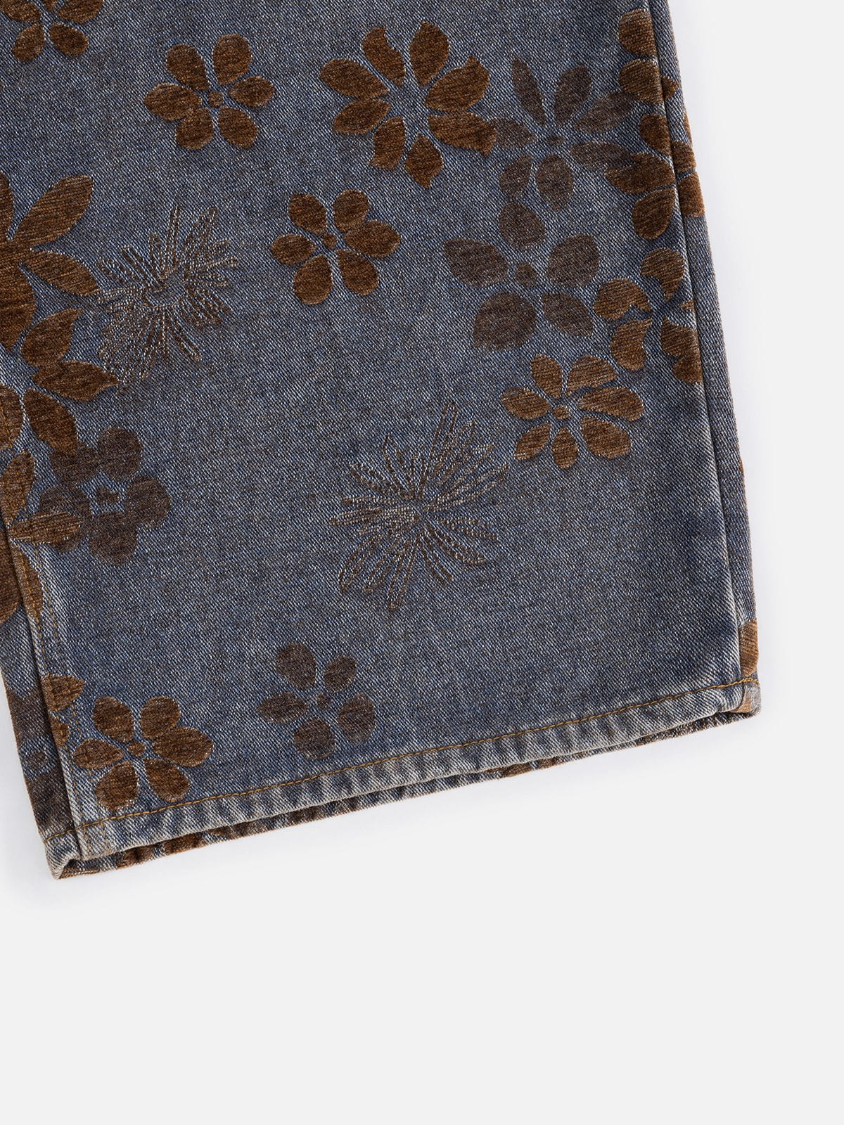 Aelfric Eden Flocked Floral Baggy Barrel Jeans