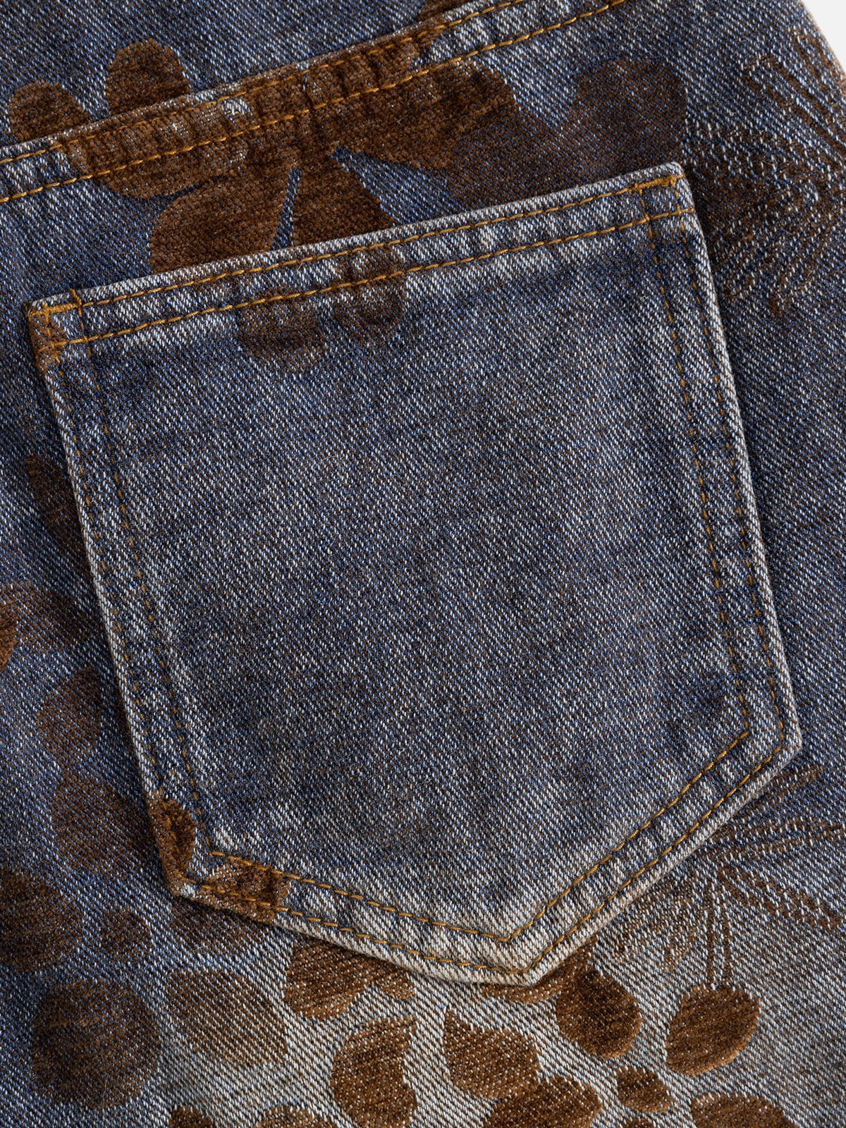 Aelfric Eden Flocked Floral Baggy Barrel Jeans