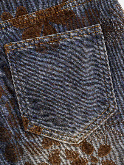 Aelfric Eden Flocked Floral Baggy Barrel Jeans
