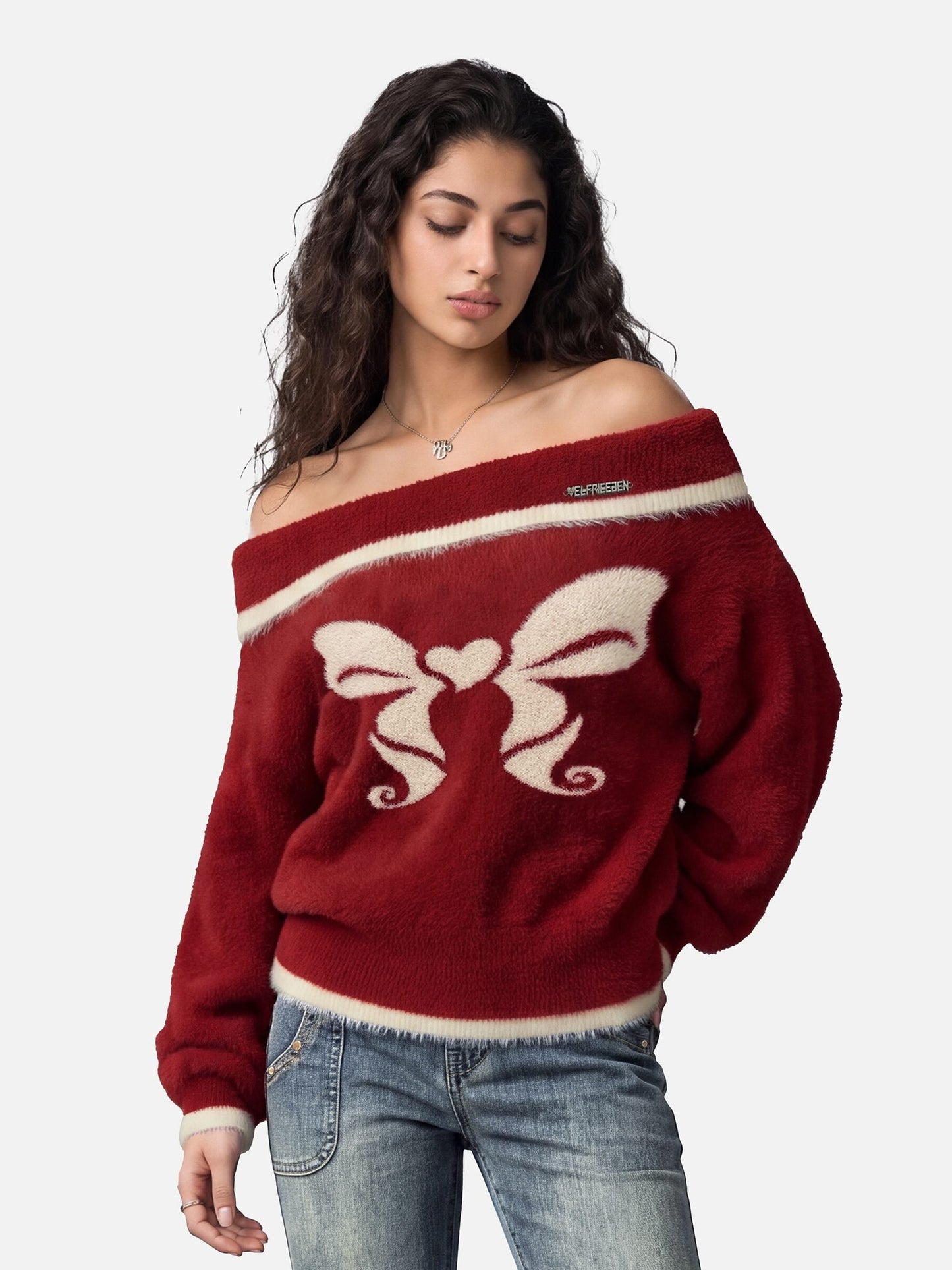 Aelfric Eden Bow Off-The-Shoulder Sweater