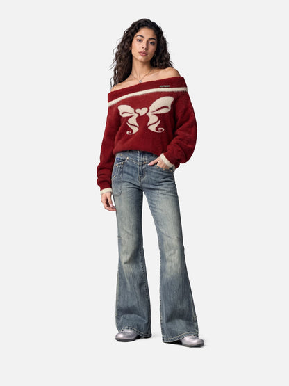 Aelfric Eden Bow Off-The-Shoulder Sweater