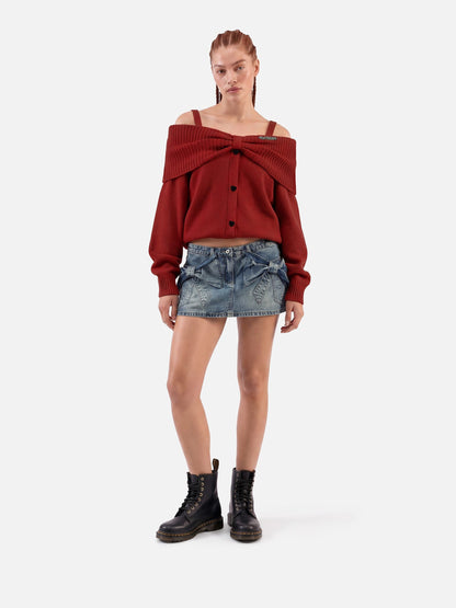 Aelfric Eden Bow Front Off-The-Shoulder Sweater