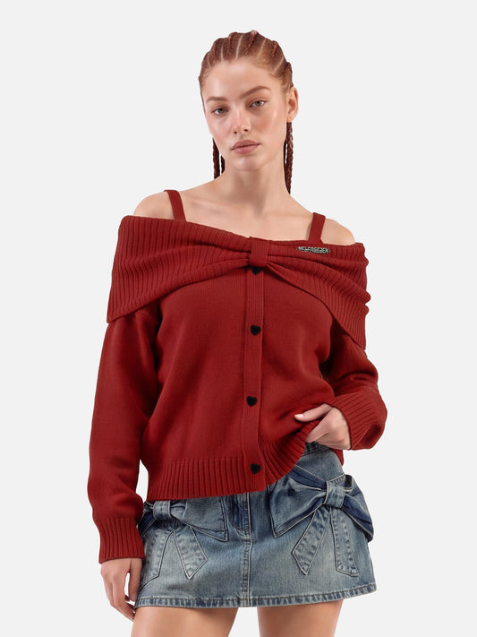 Aelfric Eden Bow Front Off-The-Shoulder Sweater