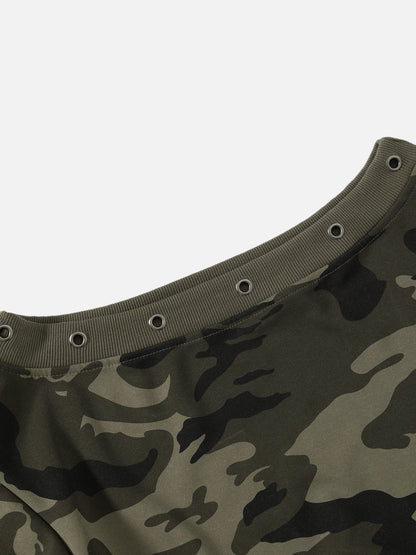 Aelfric Eden Camo Cropped Off-The-Shoulder Sweatshirt