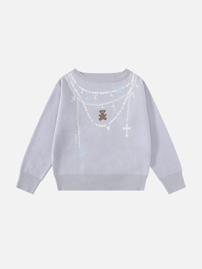 Aelfric Eden Jacquard Bear Off-The-Shoulder Sweater