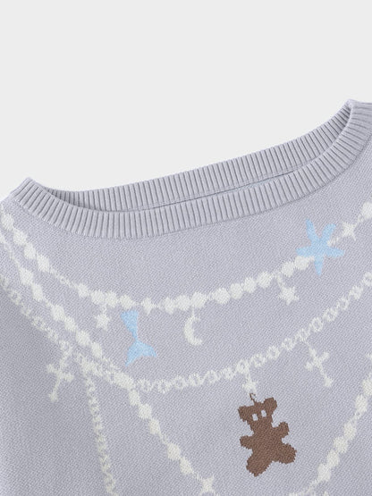 Aelfric Eden Jacquard Bear Off-The-Shoulder Sweater