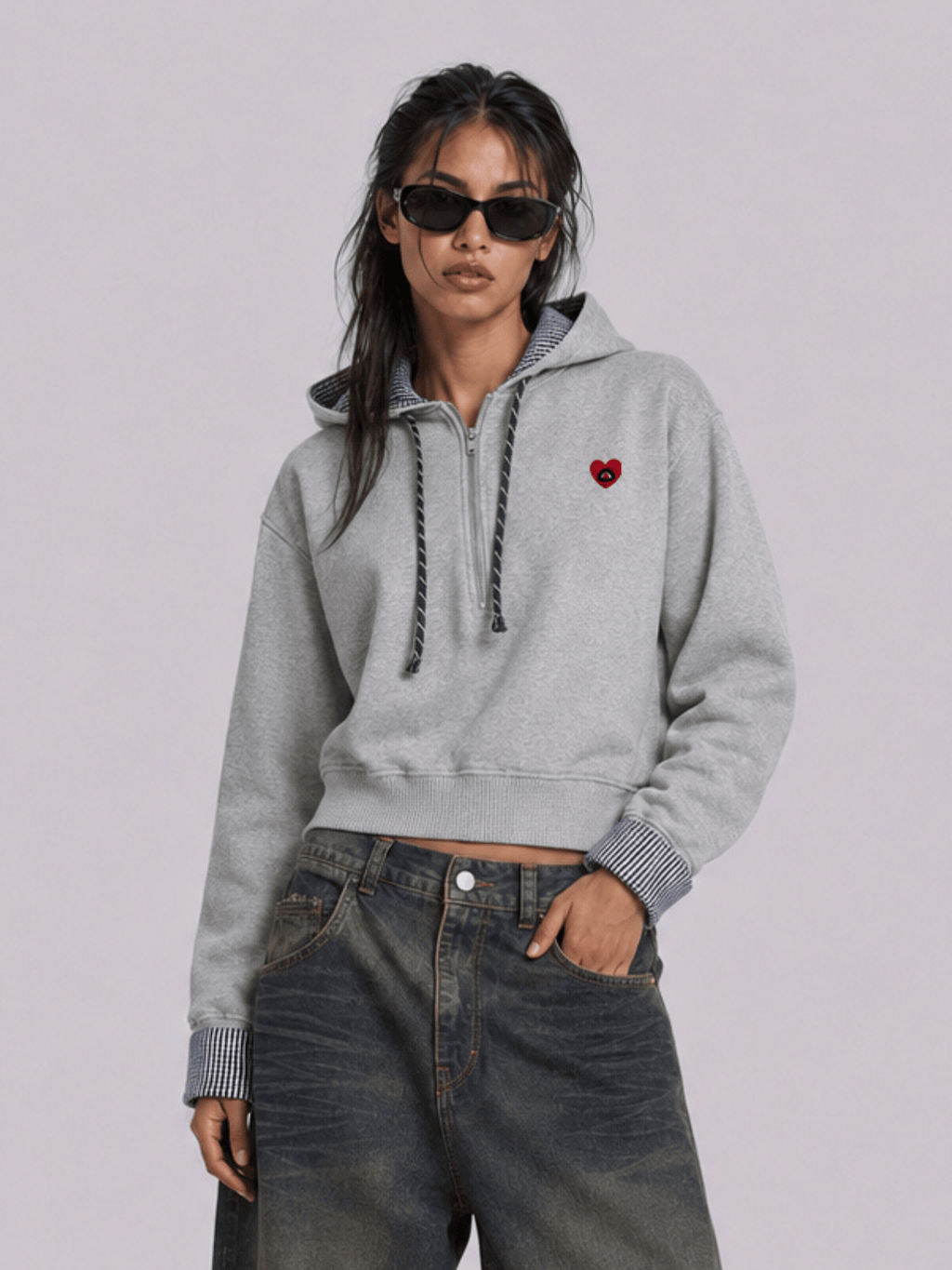 Aelfric Eden Layered Half Zip Pullover Hoodie