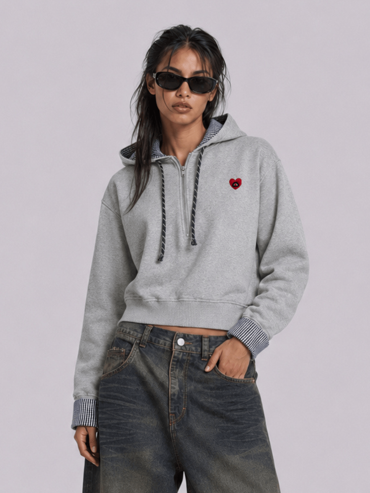 Aelfric Eden Layered Half Zip Pullover Hoodie