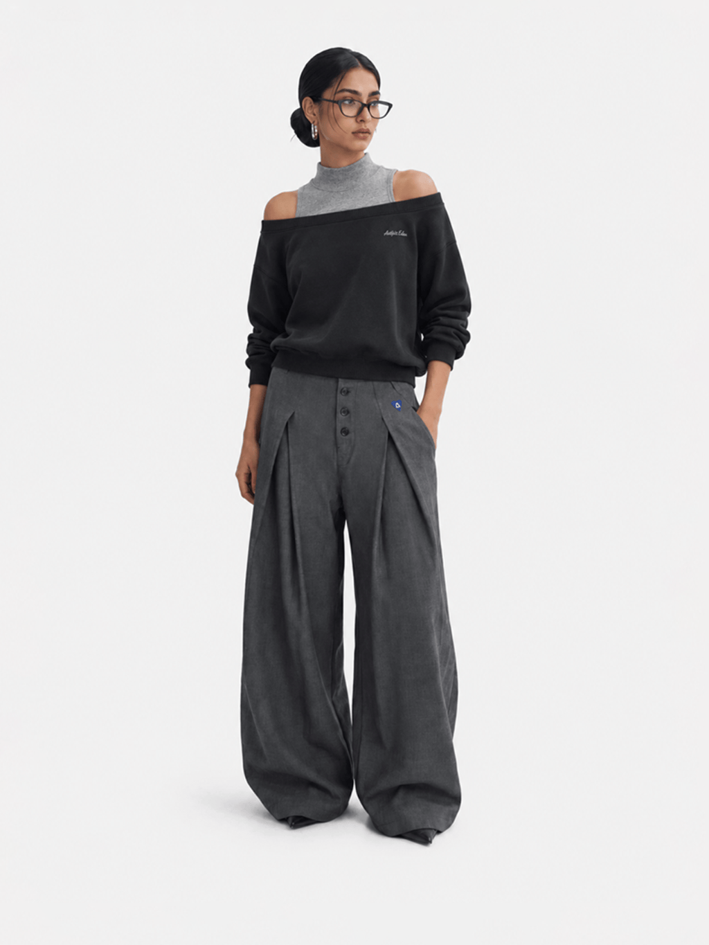 Aelfric Eden Boxy Layered Off-The-Shoulder Sweatshirt