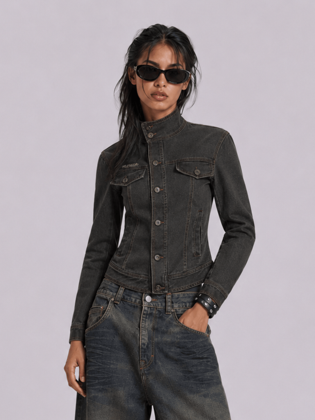 Aelfric Eden Stand Collar Denim Jacket