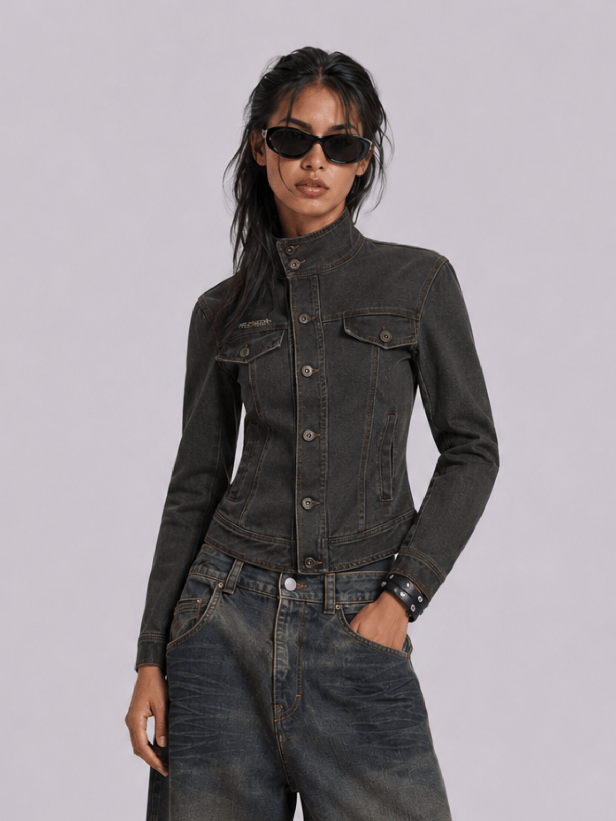 Aelfric Eden Stand Collar Denim Jacket