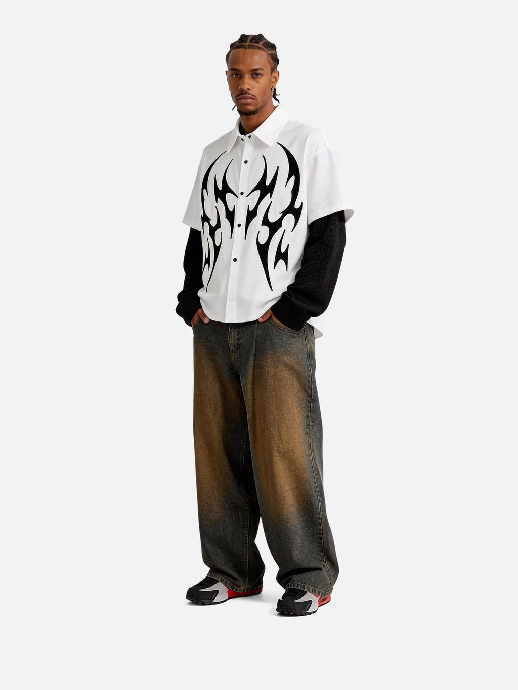 Aelfric Eden Tribal Panel Layered Long Sleeve Shirt