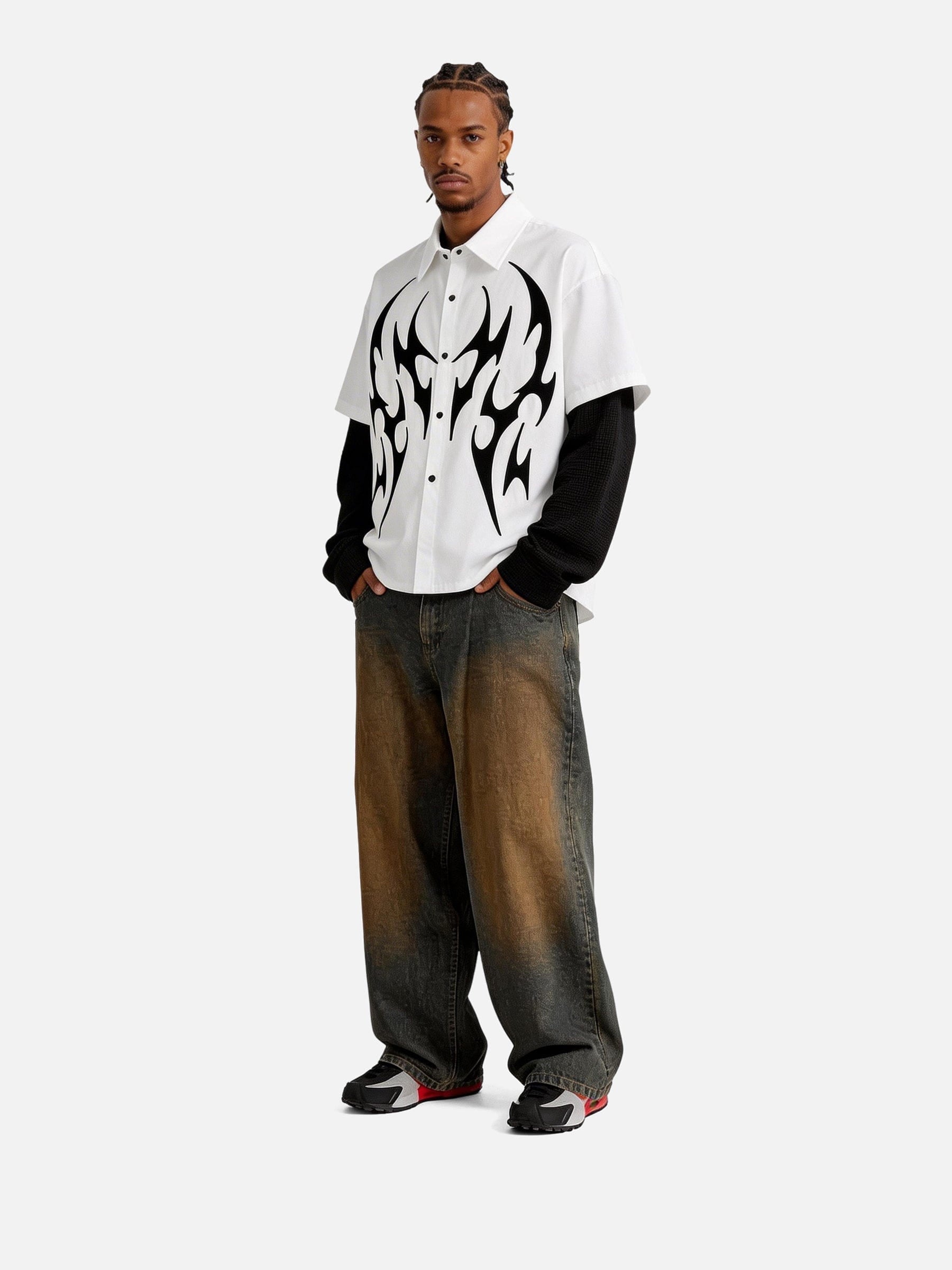 Aelfric Eden Tribal Panel Layered Long Sleeve Shirt