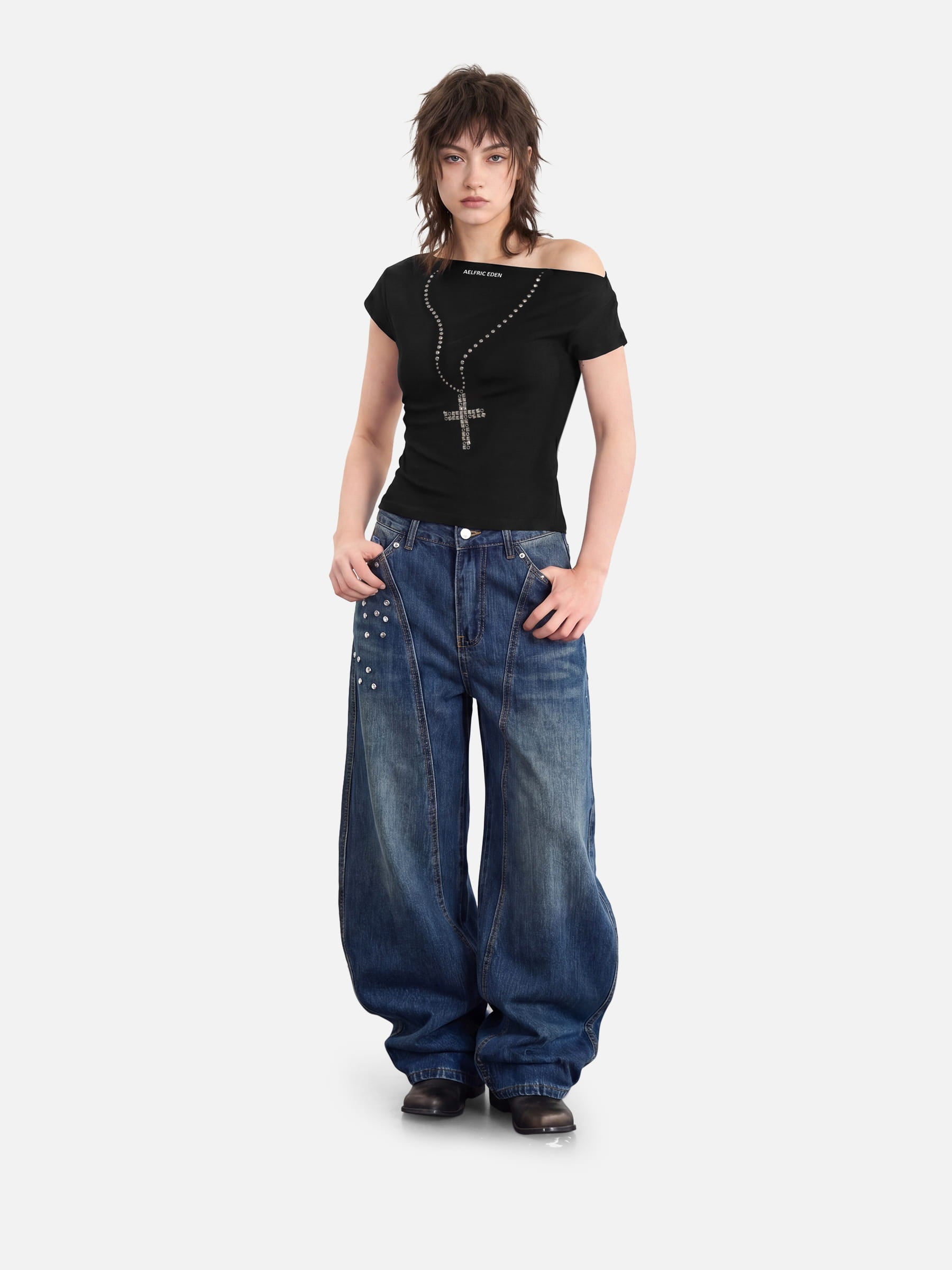 Aelfric Eden Studded Off-the-Shoulder Tee