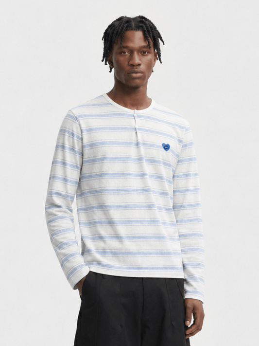 Aelfric Eden Striped Henley Long Sleeve Tee