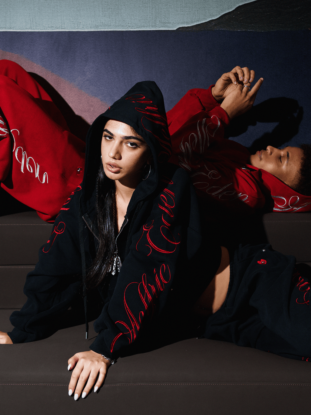 Aelfric Eden Boxy Script Embroidery Hoodie Sets