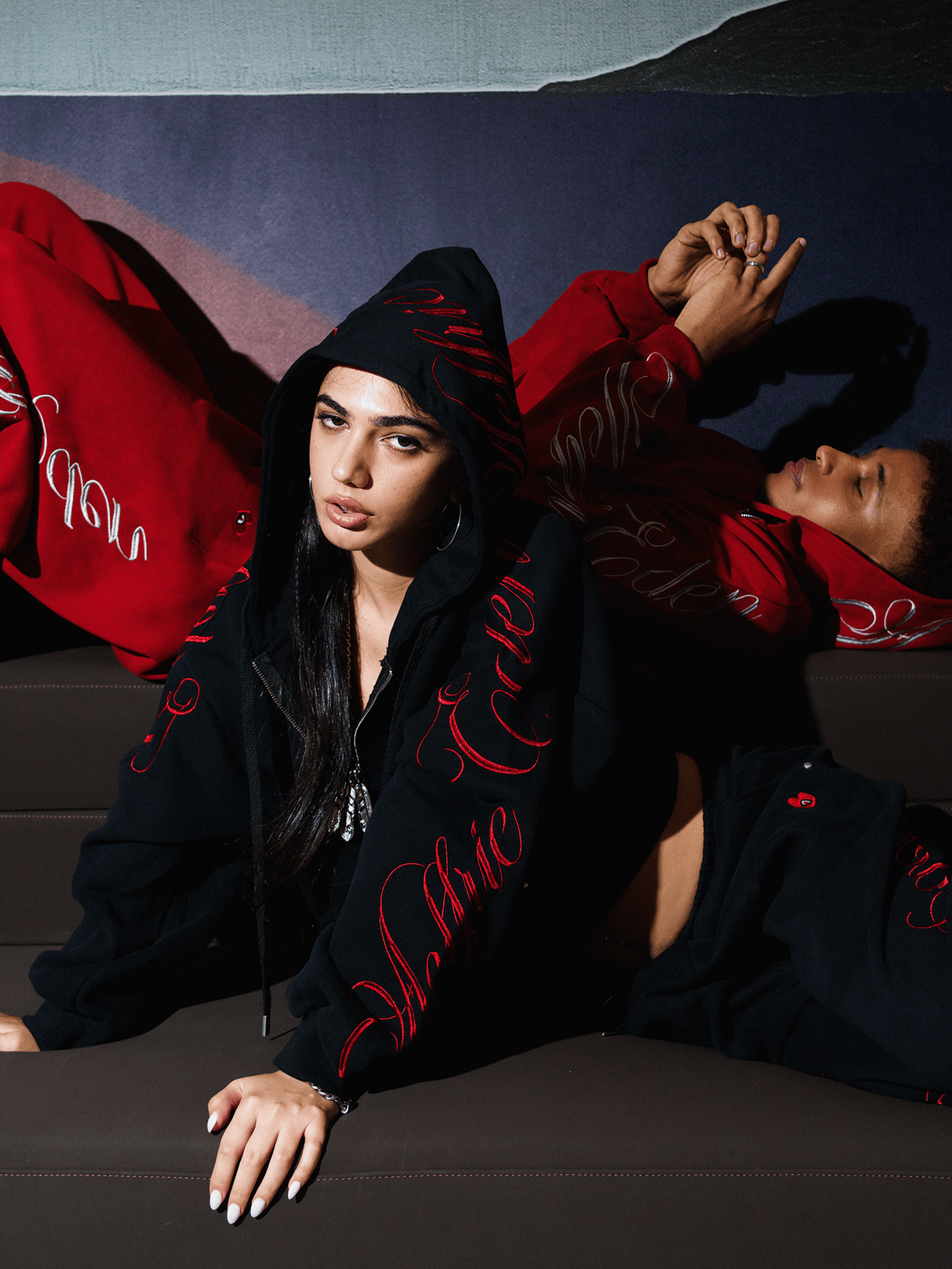 Aelfric Eden Boxy Script Embroidery Hoodie Sets