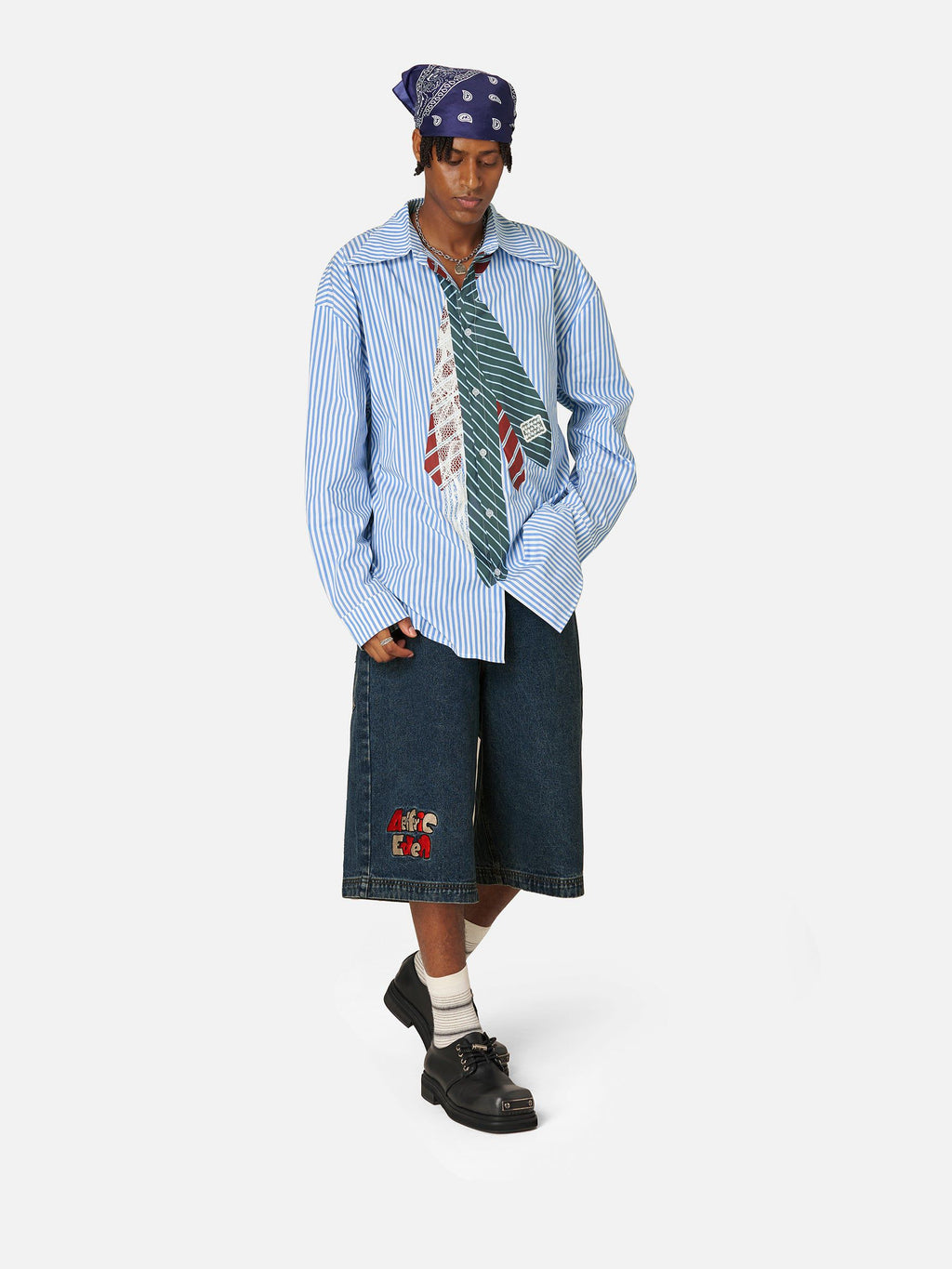 Aelfric Eden Necktie Graphic Stripe Long Sleeve Shirt