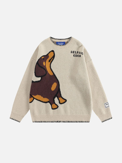 Aelfric Eden Hand Drawn Dachshund Jacquard Sweater