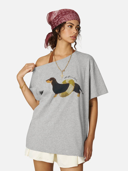 Aelfric Eden Dachshund Off-The-Shoulder Tee