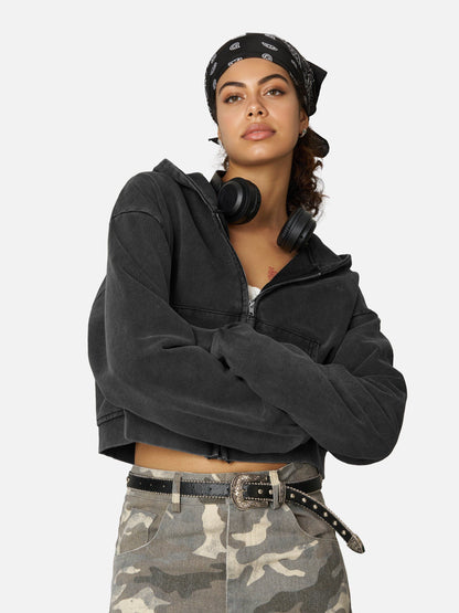 Aelfric Eden Boxy Solid Zip Up Hoodie